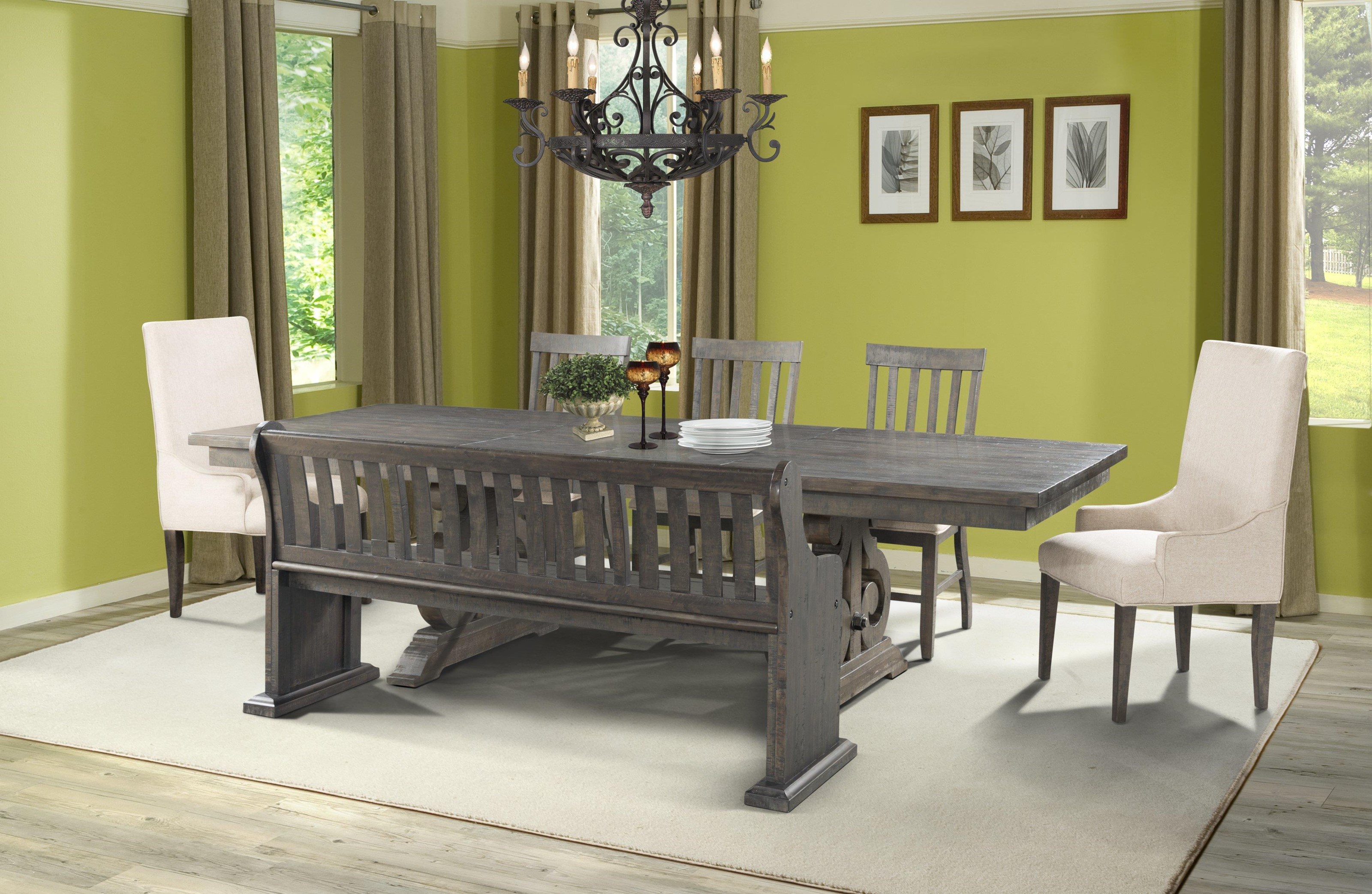 Elements International Stone ELEMGRPDST100TBL&4+BENCH Dining Table